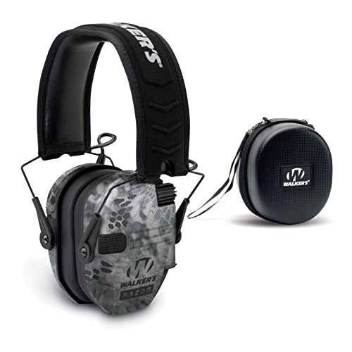 Walkers Razor Digital Ear Muffs (Raid Kryptek) with Walker's Shooting Hearing Protective Case Bundle (2 Items)