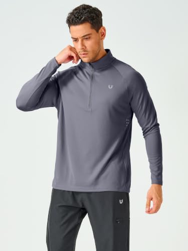 Image of NORTHYARD Men's Quarter Zip Pullover Athletic Running Shirt Long Sleeve | 1 /4 Zip Top, Quick Dry Lightweight, Moisture Wicking Breathable, Reflective Strips, Performance Workout Gym, Hiking Sports
