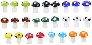 EXCEART 25Pcs Mushroom Charms Hand Blown Glass Mushroom Pendants Loose Spacer Beads Connector for Car Key Chain Hand Bag Purse DIY Jewelry Crafts Making Mixed Color