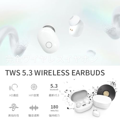 ワイヤレスイヤホン Bluetooth 5.3 ブルートゥースイヤホン おしゃれ 3.5g超軽量 ミニサイズ 超小型 ステルス ヘッドフォン カナル型 睡眠遮音 柔軟性高 痛くない 左右分離型 マイク内蔵 ハンズフリー通話 ENCノイズキャンセリン 自動ペアリング LED残量表示 Type‐C急速充電 PC iPhone Androidに対応(ブラック)