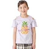 [ever closet] Tシャツ キッズ 子供 女の子 半袖 綿100％ [ ラベンダー 90 ] ハーフスリーブシャツ 肩開き 夏服 通園 通学 普段着 子供服 キッズ服 エバークローゼット