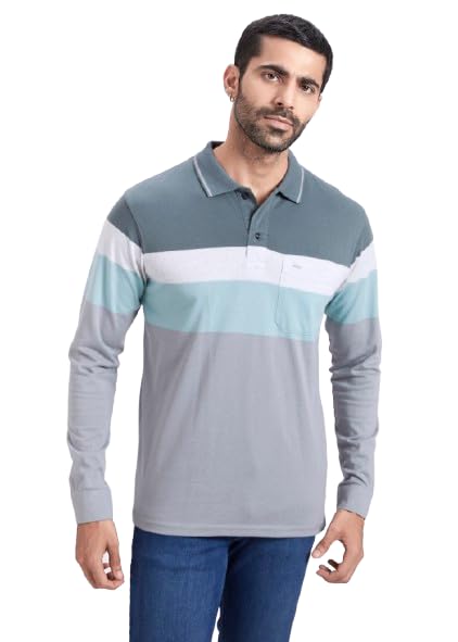proriders Men's Cotton Rich Striped Polo T Shirt with Pocket | Collar Tshirts | Full Sleeves - Regular Fit-picture-30