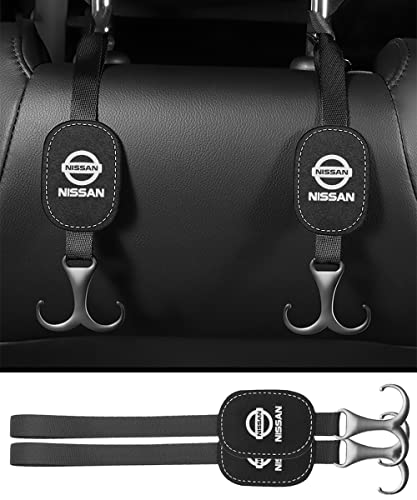 車用シートフック ヘッドレストフック 車内収納 レースアップフック 車用フック 耐荷重20kg 車内収納フック 車背もたれフック 簡単取付 2pcs (日産に適用, ブラック)