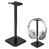 Deear Headphone Stand Gaming Headset Holder Universal Aluminum Metal Headphone Holder Hanger with Aluminum Supporting Bar Flexible Headrest ABS Solid Base for All Headphone,Black