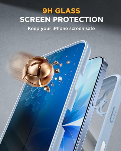 Image of Miracase for iPhone 17 Case with Privacy Screen Protector, Light Blue | Compatible with MagSafe, 360 Full Body Protection, Full Camera Protection, Military-Grade Shockproof Phone Case 6.3 inch
