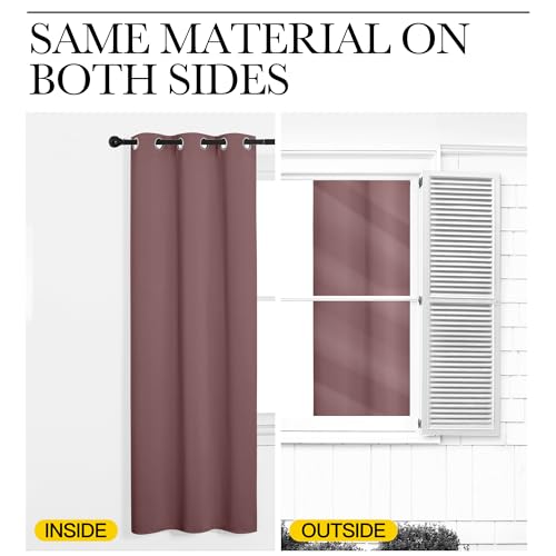Image of NICETOWN Room Darkening Curtains Drapes for Daughter's Bedroom, Window Treatment Thermal Insulated Grommet for Living Room (Dusty Bean Paste, 2 Panels, 42 by 63)