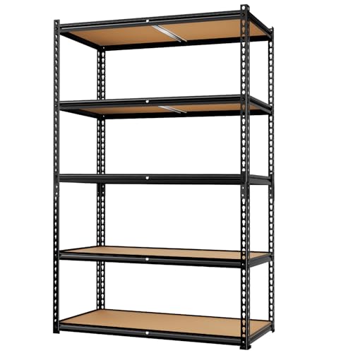 Image of LEVELEVE 5-Tier Storage Shelving Unit, Metal, for Kitchen, Garage, Laundry Room, Adjustable, 34 inch L x 16 inch W x 72 inch H, Rectangular, 2 Pack