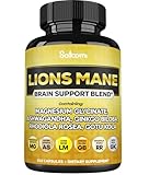 Satoomi Lions Mane Supplement Capsules with Magnesium with Ashwagandha Root, Ginkgo Biloba, Rhodiola Rosea and Gotu Kola - 210 Vegan Capsules - Support Brain Health, Positive Mood & Energy Production