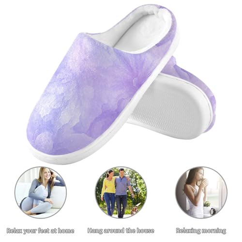 JUNZAN Purple Beautiful Pattern Women Cotton Slippers Non Skid Memory Foam Guest Slippers for Outdoor Christmas Presents 6-73