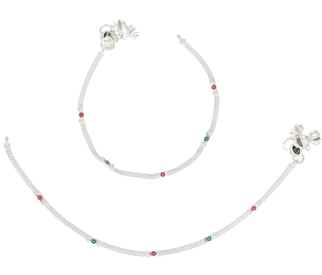 White Metal Traditional Anklet for Women | 10 Inch Heritage Style Payal-image-20