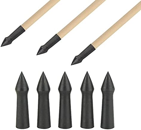 ZSHJGJR Glue On Metal Arrow Point Tips Archery Practice Arrow 100/65 Grain Replacement Tips for OD 7mm Wooden Bamboo Arrow Shafts 12 Pieces (100Grain)