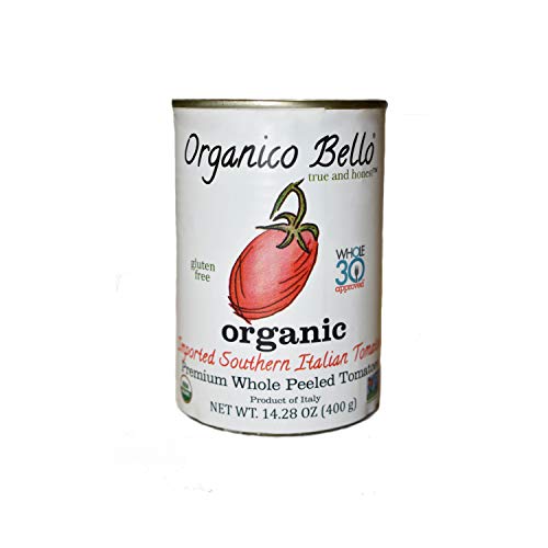 Organico Bello - Organic Southern Italian Whole Peeled Tomatoes - 14.28oz (Pack of 12) - Non GMO, Whole 30 Approved, Gluten Free, BPA Free