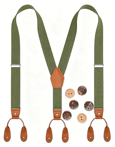 Image of Suspenders for Men Button End Adjustable Y-Back Elastic 47 Inches