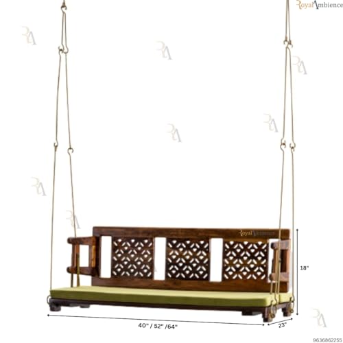 Royal Ambience Reversible Wooden Swing (Jhula) Onjle, Wooden Jhula for Living Room Without Cushion - EVA (52 Inch)