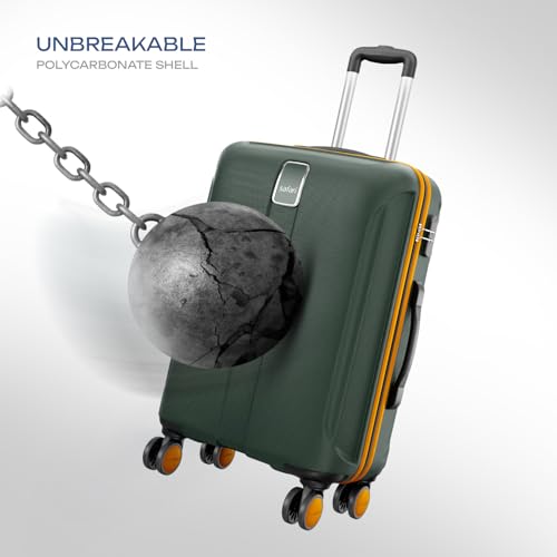 Image of Safari Large Thorium Neo 8 Wheels 77cm Size Check-in Trolley Bag, Hard Case Polycarbonate, 360º Wheeling Luggage for Men & Women, Travel Bag, Suitcase for Travel, Trolley Bags for Travel, Dusk Green