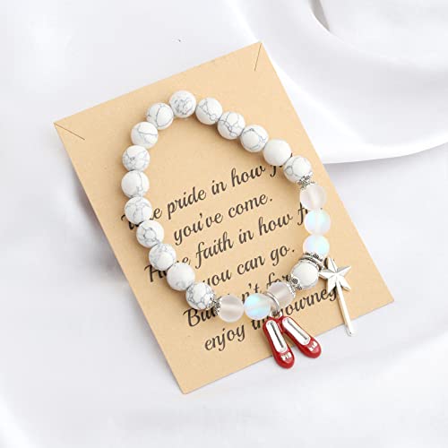 FUSTMW Red Shoe Bracelet Do-roth Gifts Red Slippers Jewelry Movie Fans Inspired Gifts Wand Charm3