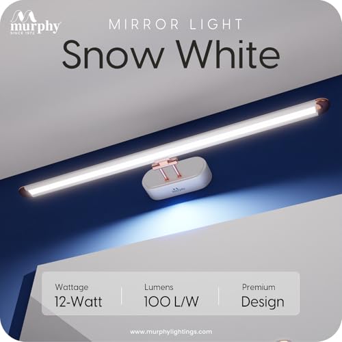 Image of Murphy 12W 3-in-1 Color Chnaging White Finish LED Mirror Picture Wall Light,Bathroom Vanity Led Mirror Light with 2 Year Warranty (Cool White /Warm White /Natural White)-Pack of 1