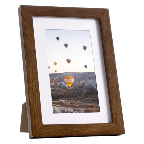 Marsmiles 4x6 木製写真フレーム 米国調達 ナチュラルオーク 無垢材 フォトフレーム プレキシガラス付き 写真展示用 3x5インチ マット付きまたは4x6インチ マットなし ウォールナット 1パック