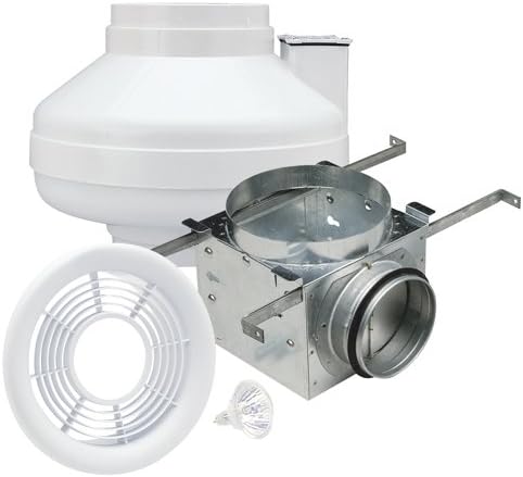 Air King AIK14XL In-Line Exhaust Fan with Halogen Light, 100-CFM, White Finish