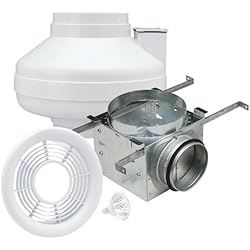 Air King Ventilador Air King AIK14XL Ventilador de escape en línea con luz halógena, 100 CFM, acabado blanco