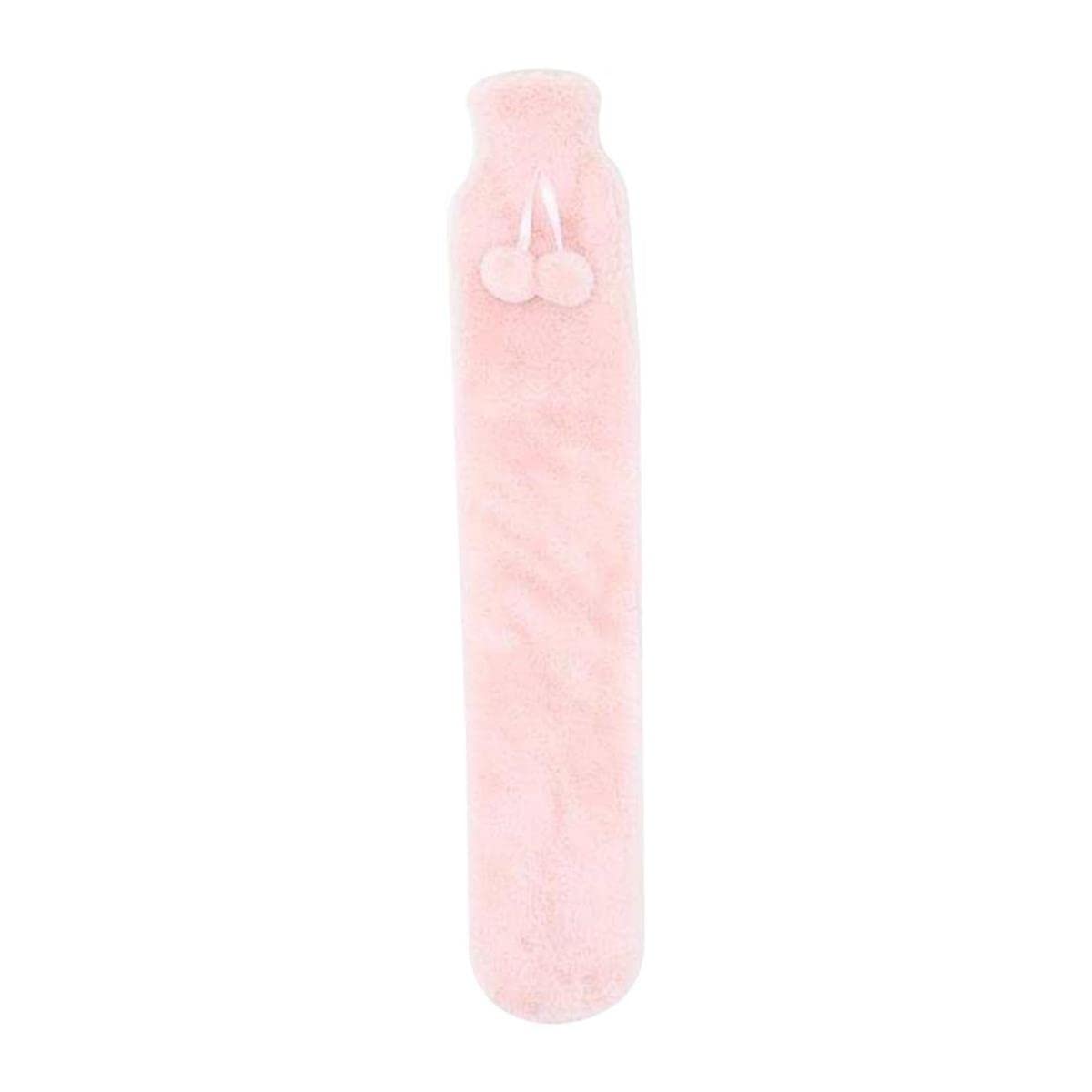 Bolsa de Botellas de Agua Caliente de 74x14cm de Largo, Funda extraíble Rosa y Gris, Botella de Agua Caliente de Goma Extra Larga, Calentador de Manos y pies para la Cintura, Rosa