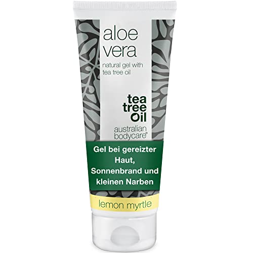 Bio Aloe Vera Gel 100 ml by Australian Bodycare - After Sun Balsam mit Teebaumöl & Zitronenmyrte - Kühlend & feuchtigkeitsspendend bei Juckreiz, Sonnenbrand, Narben