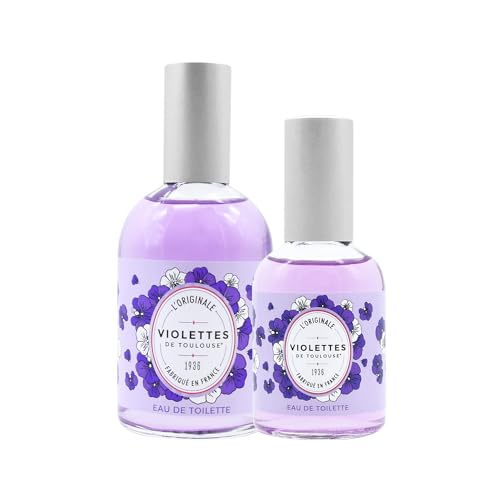 BERDOUES - Lote de 2 - Eau de Toilette Violettes de Toulouse + su formato viaje. Fresca y Delicada, Perfume mujer, Colonia mujer, Fabricada en Francia, Frasco 110 ml + Formato Viaje 50 ml