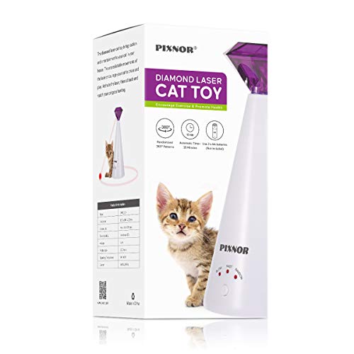 PIXNOR Cat Toy Pet Laser Pointer for Cats Automatic Rotating Catch Training, Adjustable 3 Speeds, Automatic Rest Period, Pretty Diamond Shape, Battery Powered - Thumbnail 3