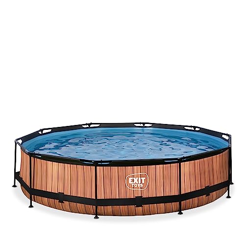 EXIT Toys Wood Pool - ø360x76cm - Großer, Runder Rahmenpool mit Kartuschenfilterpumpe - Leicht Zugänglich - Für Kleinkinder Geeignet - Starker Rahmen - Einzigartiges Design - Braun EXIT Toys Wood Pool - ø360x76cm - Großer, Runder Rahmenpool mit Kartuschenfilterpumpe - Leicht Zugänglich - Für Kleinkinder Geeignet - Starker Rahmen - Einzigartiges Design - Braun
