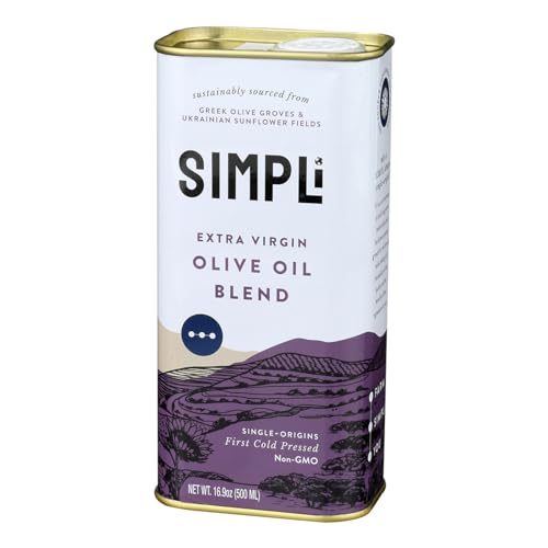 Image of SIMPLi Oil Blend, Sunflower Oil Cooking Blend with Extra Virgin Olive Oil, Cold Pressed and High Heat Ready, Subtle and Nutty Taste, 16.9 oz