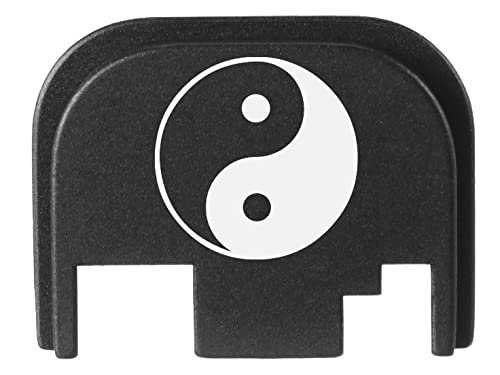 NDZ Performance Rear Slide Cover Back Plate for Glock Gen 1-4 Laser Engraved Hardcoat Anodized Aluminum in Black - Yin Yang Inverse