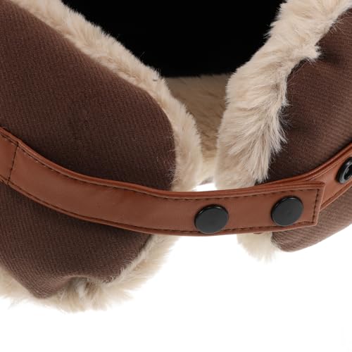 SUPVOX Adorable Bear Ear Plush Hat for Winter Outdoor Activities Thick Insulated Beanie for Hiking Cycling and Skiing Cute and Warm Ear Protection Cap Coffee3