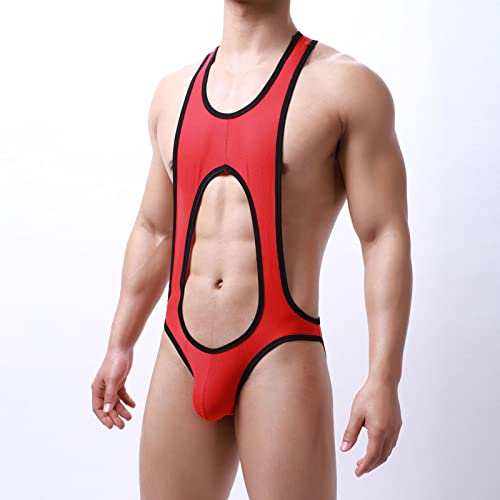 Men's Leotard Bodysuit Stretch Wrestling Singlet Jumpsuit Thong One-Piece G-String Underwear Hollow Out2