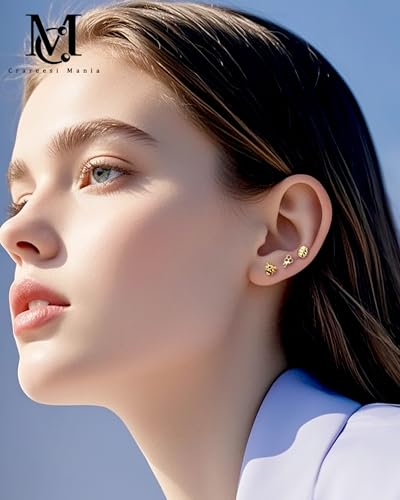 CM Crareesi Mania Flat Back Earrings Internally Threaded Labret Studs 316L Stainless Steel Helix Earrings Stud 16G Cartilage Earrings Stud 8mm Bee Medusa Piercing Jewelry3