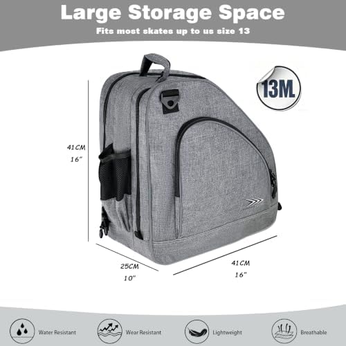 WENDING FORWARD Adults Skate Bag for Ice, Inline, Roller Skates, Grey - 2