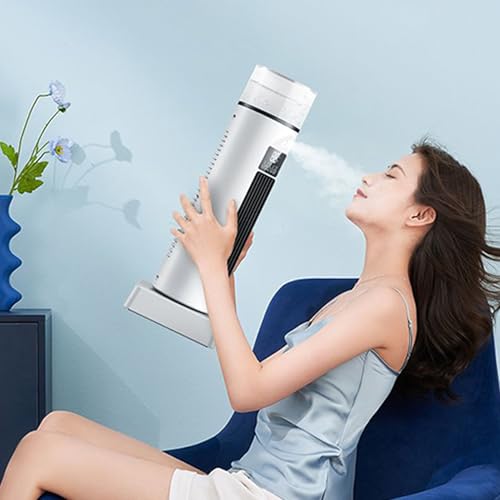 Fierudeng Air Conditioning Fan, Tower AC Air Conditioning, Tower Air Cooling Fan for Bedroom, Quiet Oscillating 6 Speeds Cooler with Remote Control and Water Tank, 6H Timer for Home