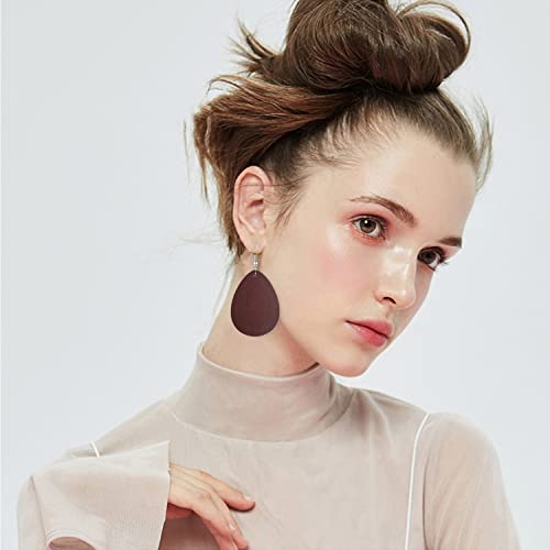 Kafu Retro Bohemian Natural Wood Teardrop Earrings Lightweight Geometric African Handmade Wooden Dangle Drop Earrings For Women Girls Statement Jewelry (Dark Brown) #TOP4