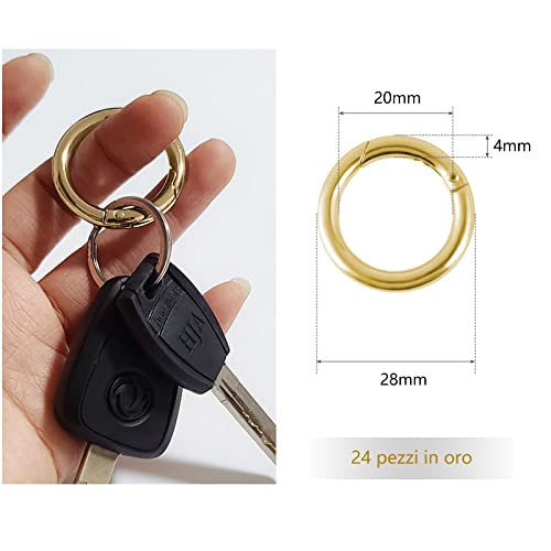 24 Pezzi Scatto Molla Rotonda, VEGCOO Anello