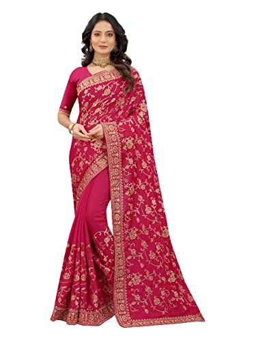 Sari indien traditionnel en satin de soie rose pour femme musulmane sari 2646