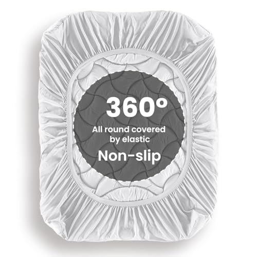 SLEEP ZONE Cooling Mattress Topper Cal King, Premium Zoned Quilted Mattress Pad, Pillow Top Mattress Protector Cover, Machine Wash Durable, Deep Pocket 8-21 inch, Silver Grey, Cal King