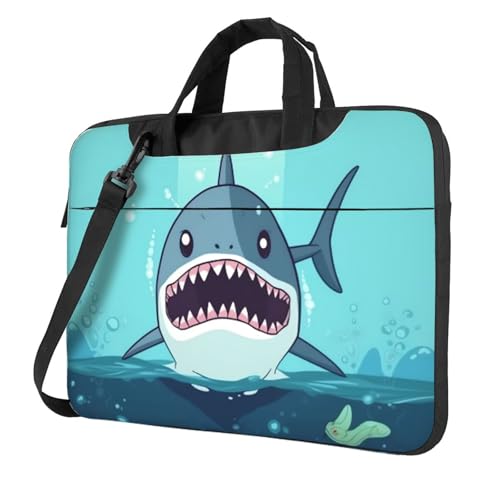 Sacoche ordinateur portable bandoulière motif requin avec poignée homme femme