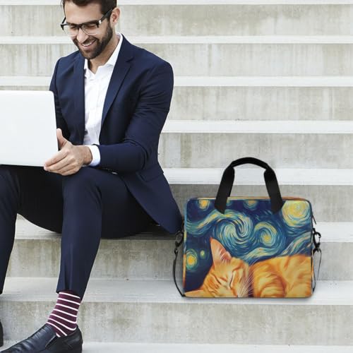 Maletín compacto de laptop con diseño de queso y gato con correa suave 3