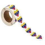 Venezuela Flag Heart Stickers * 500 Per Roll (1" x 1") Venezuelan Flag