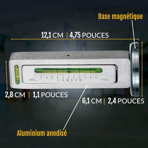 AutoSolo Jauge de Carrossage et Chasse Magnétique +6° à -6° - Outil d'Alignement de Roue pour Garage à Domicile – vue 6