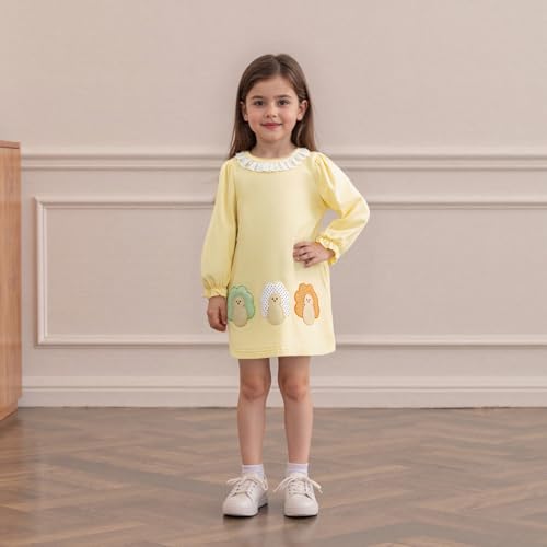 Toddler Girl Thanksgiving Dress Kids Turkey Outfit Little Girls Crewneck Ruffle Long Sleeve Fall Winter Dresses3