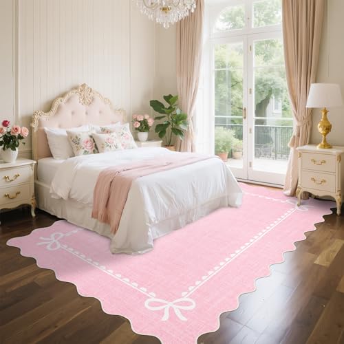 GarveeHome Scalloped Bow Rug 8x10 Washable Pink Rug for Bedroom Living Room by GarveeHome - Used condition - Image 2