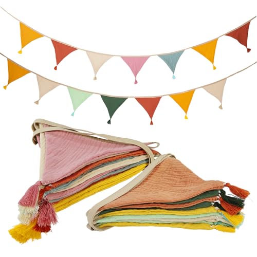 2 Conjunto Lavable Banderines Tela Guirnalda de Banderines de Fiesta Triángulo Guirnalda Cumpleaños Banderines Decorativos para Decoracion Cumpleaños Decoracion Fiesta Decoracion Habitacion