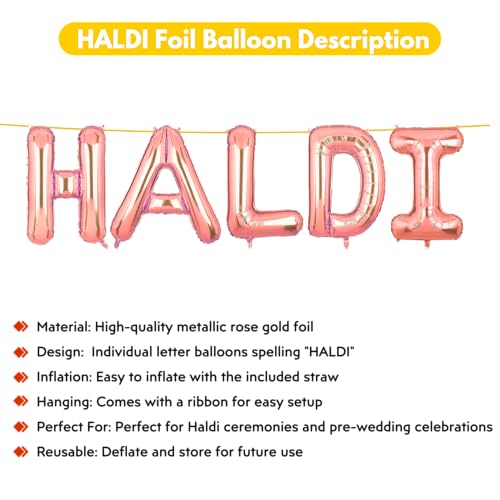 Image of Haldi Banner Rose Gold for Wedding Home Boys Girls Men Women Foil Balloon Decoration Decor Celebration Rose Golden