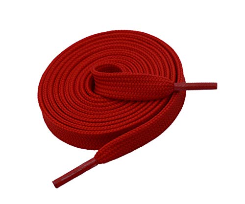 VSUDO 24 Inches Red Fine Weave Flat Shoe Lace for Sneaker, 5 16” Width Flat Sneaker Shoestring, Flat Sneaker Shoelace, Flat Shoe String for Running Athletic Shoes [1 Pair-Red-60CM]