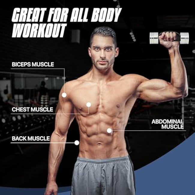 MADOG 10/30lbs Adjustable Dumbbells with Weight Plates/Connector, Hand Weights Dumbbells with Anti-Slip Metal Handle, Free Weights Exercise & Fitness Dumbbells, for Home Gym Exercise Training